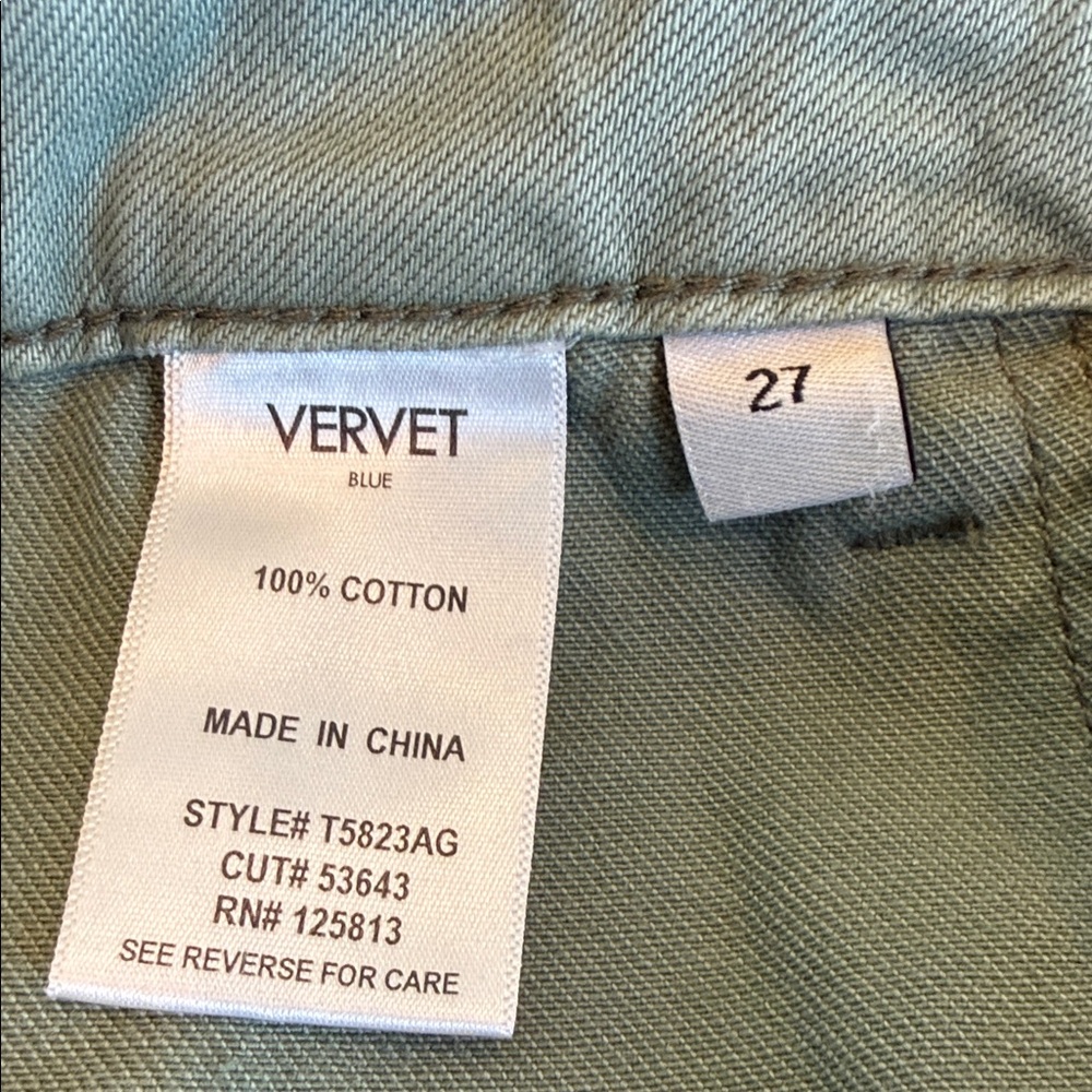 Vervet high Rise Army Olive Green Utility Pants Cargo Wide-Leg Jeans 27 - Picture 7 of 7